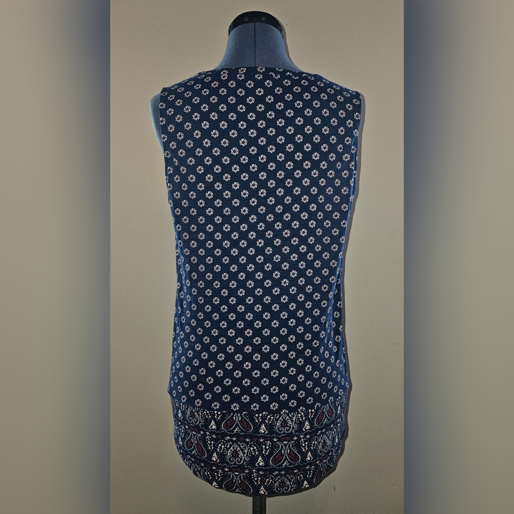 LUCKY BRAND Navy Blue Flowy Pattern Tank Top - Picture 4 of 9